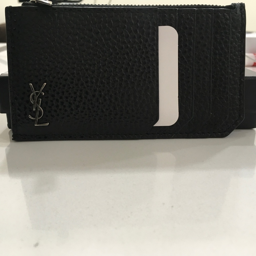 Saint Laurent  leather zip coin card holder